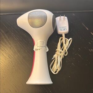 White and Pink Hair Removal Device with Adapter